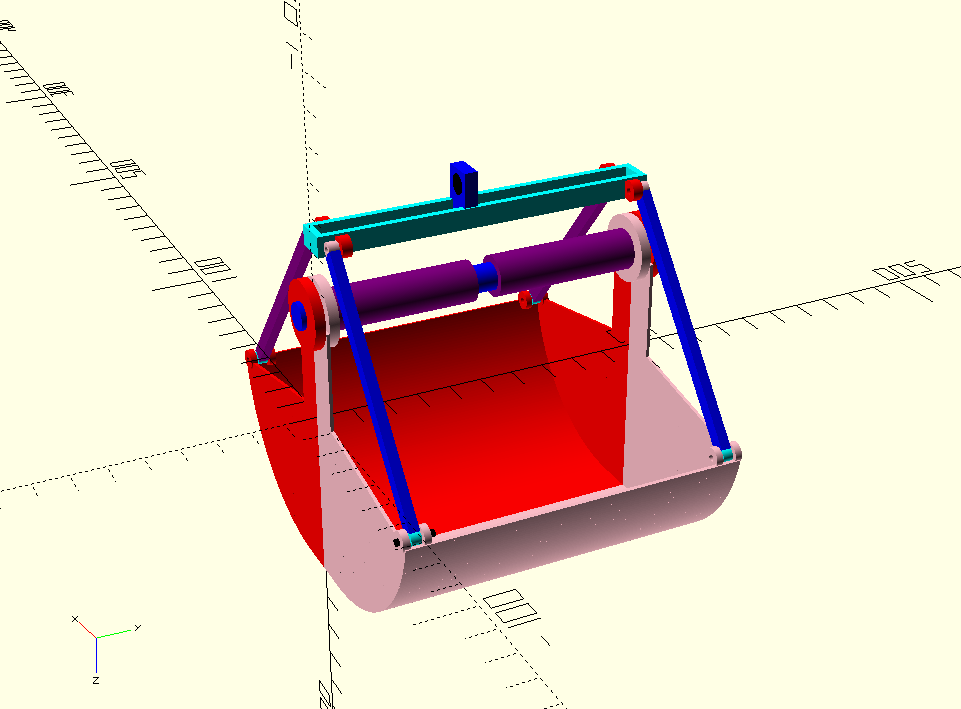 Toys for boys- crane clamshell grab/bucket - OpenSCAD CSV