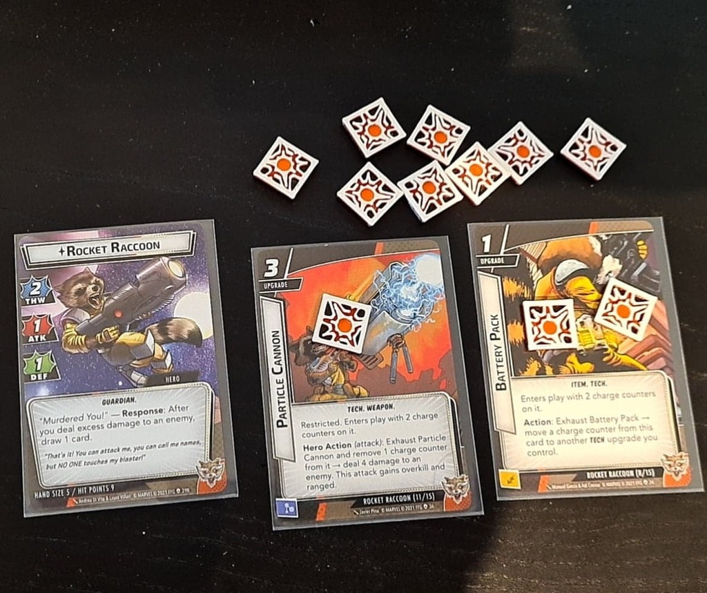 Remixed four color print - Charge (Rocket Raccoon / Weapons) MARVEL Champions custom tokens counters