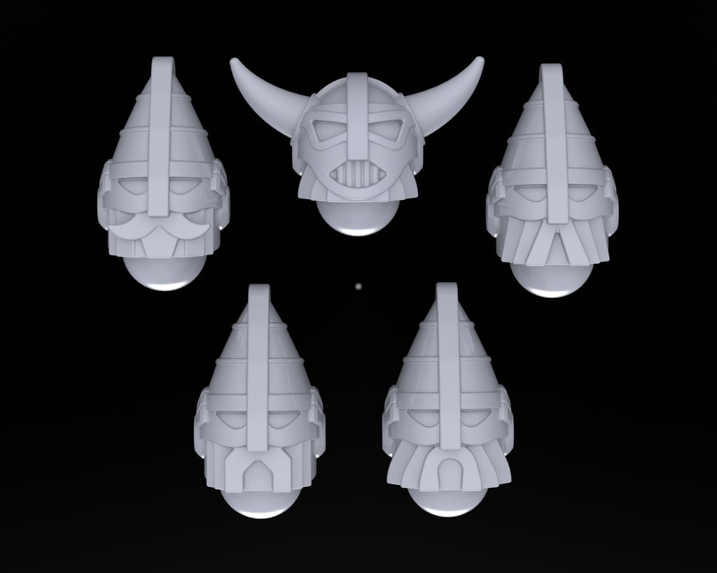Armoured Space Dwarf Heads 2 28mm