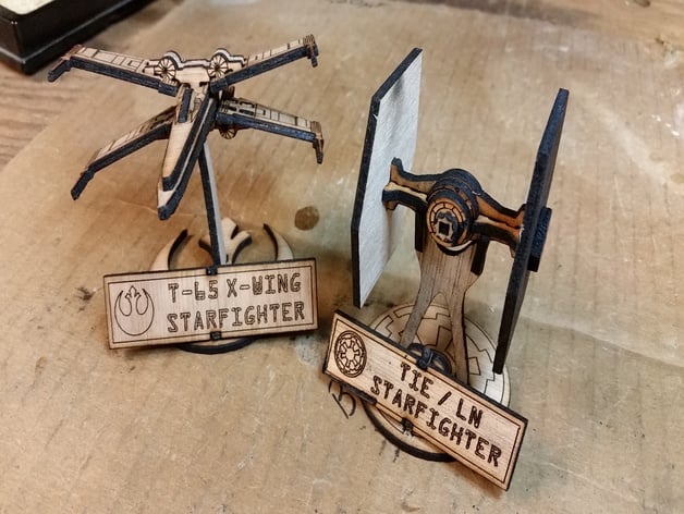 Small Tie Fighter With Stand Optimized For Inkscape K40 Laser