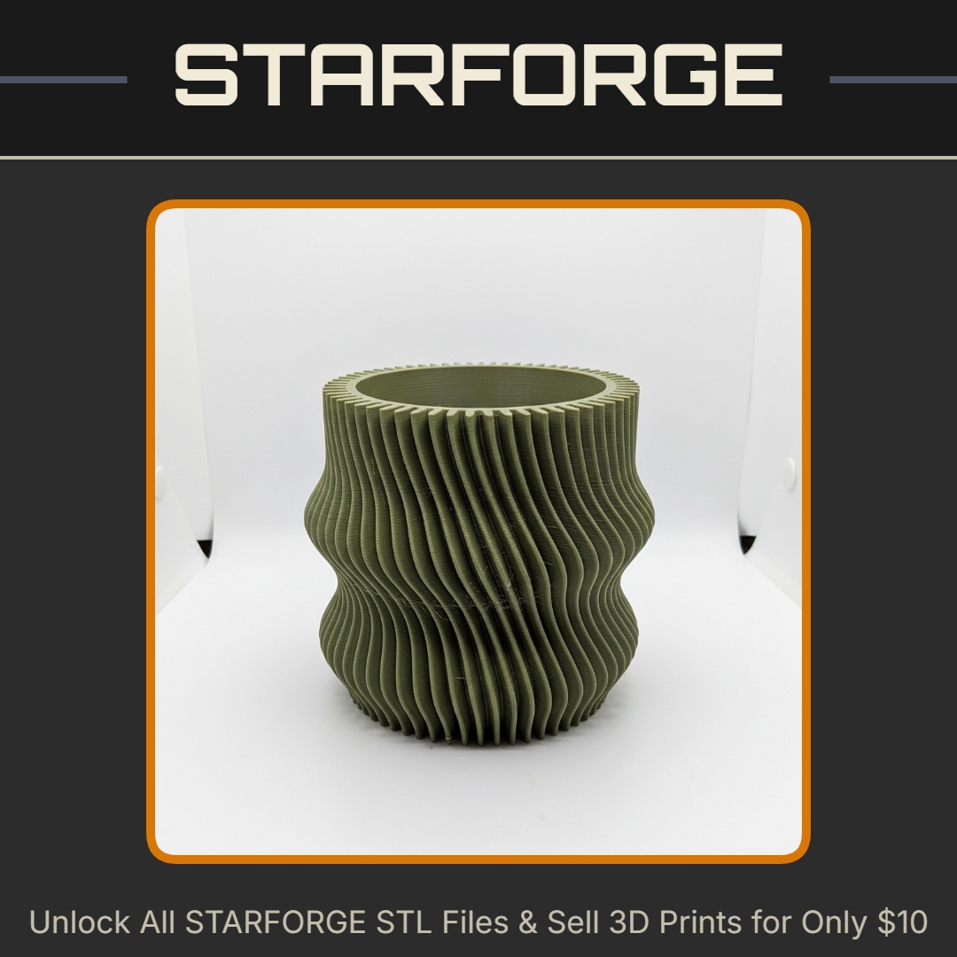 Rippled Wave Design Planter for Modern Indoor Decor Vase Mode StarForge Kits 3D Print STL File