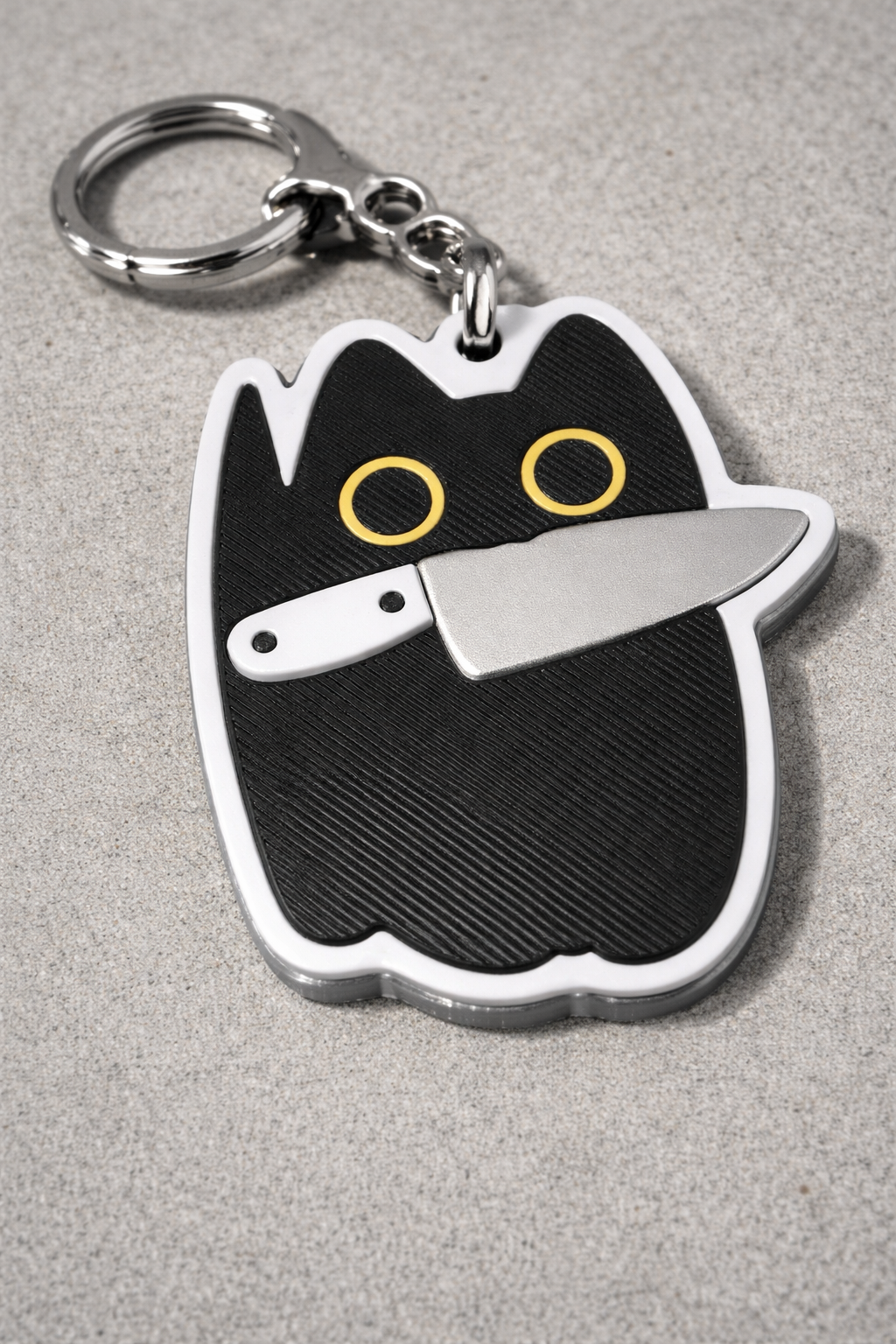 Chaotic Black Cat Keychain – Cute & Unhinged Charm