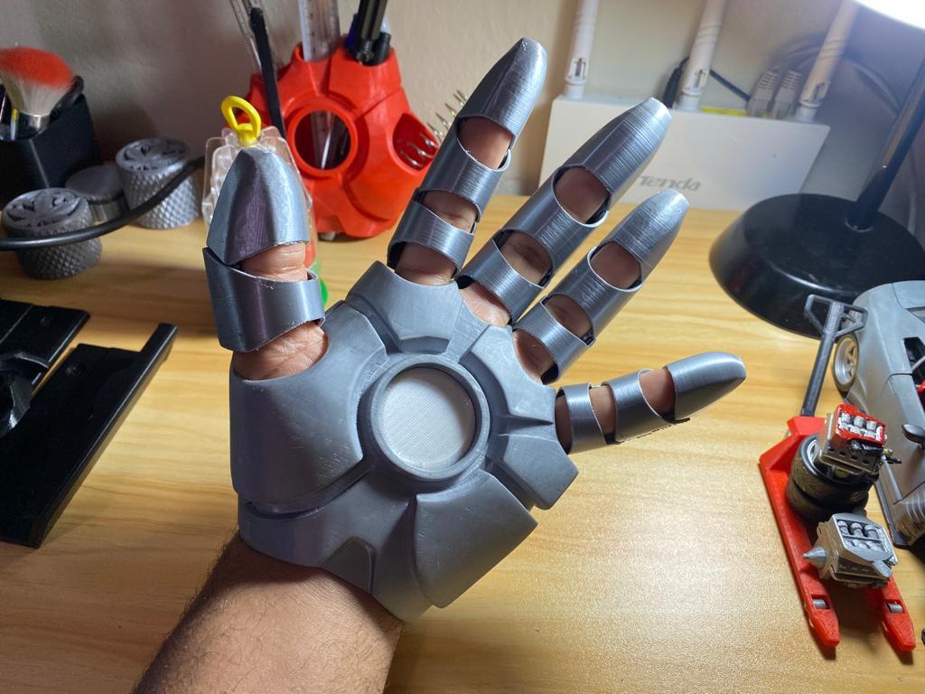 iron man glove with hinge and slots for magnets