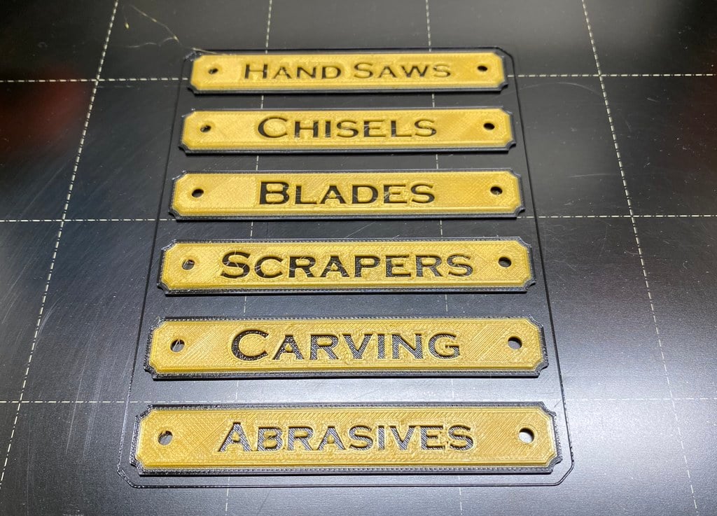 Name plates for the workshop