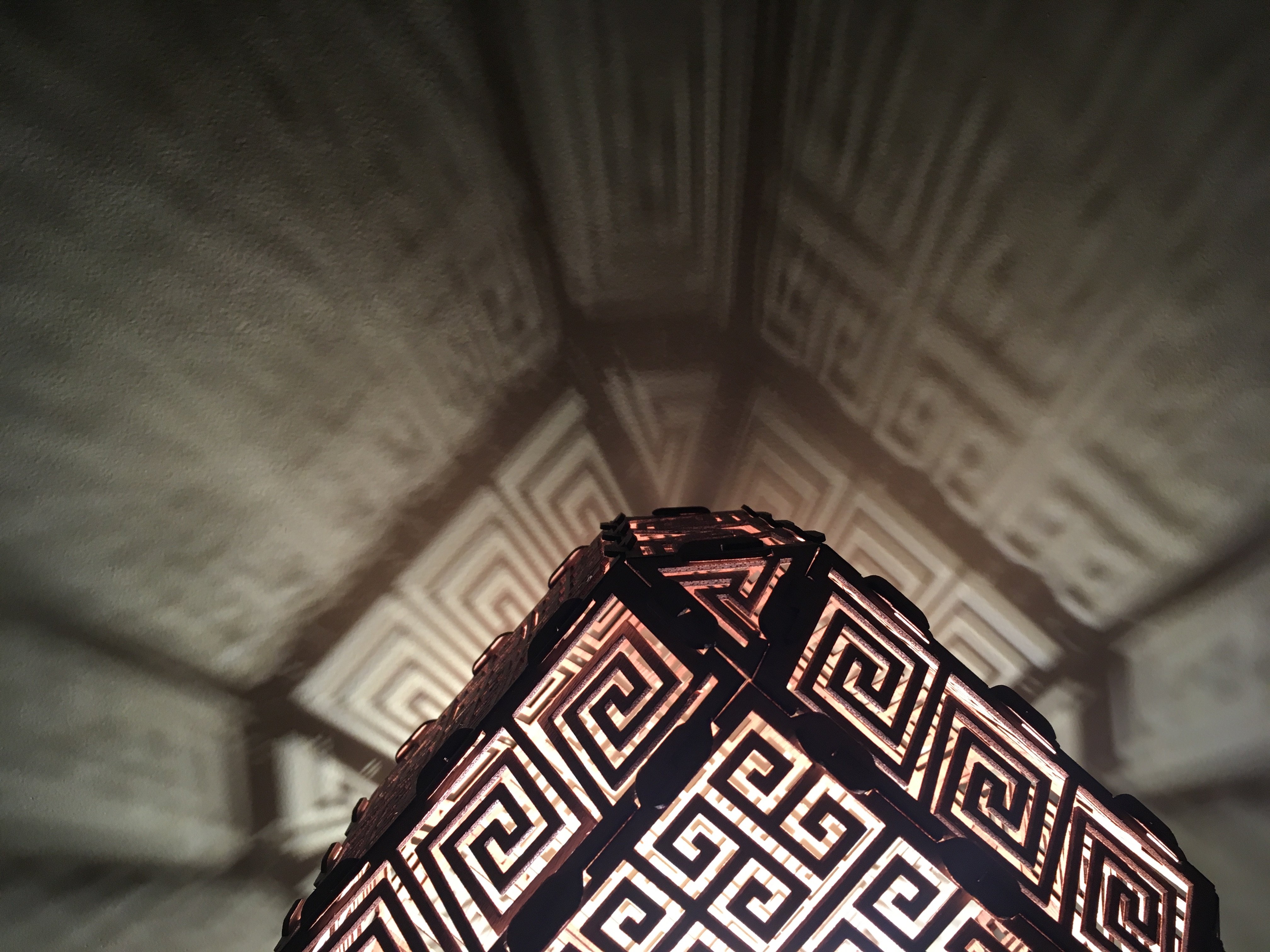 Laser-cut Greek Meandros Lamp
