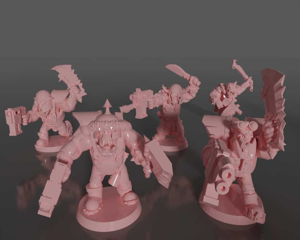 Ork soldiers with melee weapons and pistols set#3