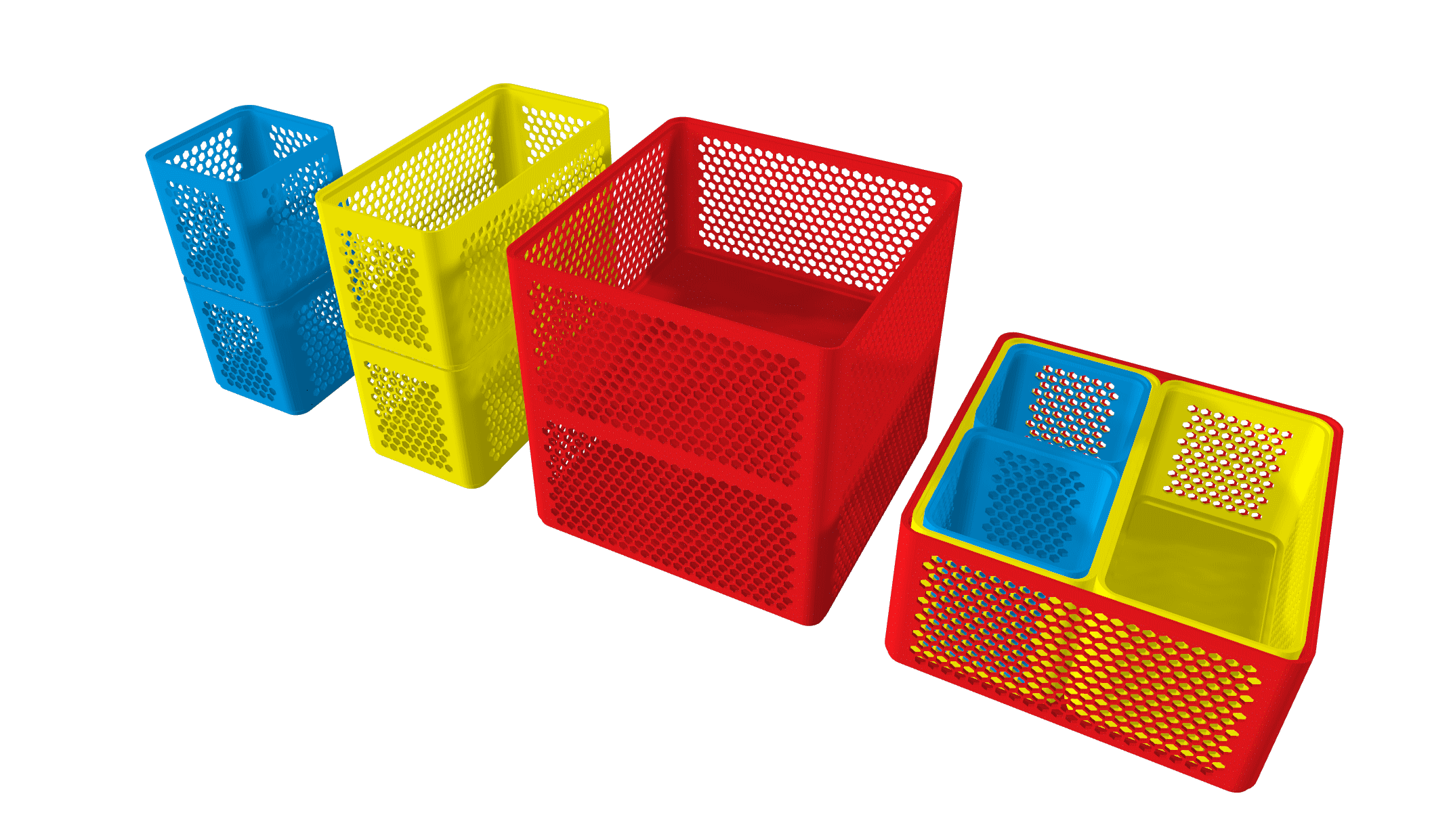 Stackable storage boxes, box-in-box (small, medium, large)