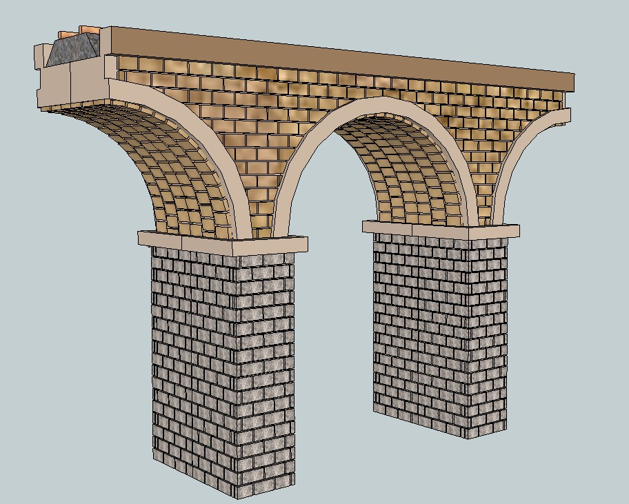 HO Scale to enable dual or more tracks.  Arched Stone Bridge