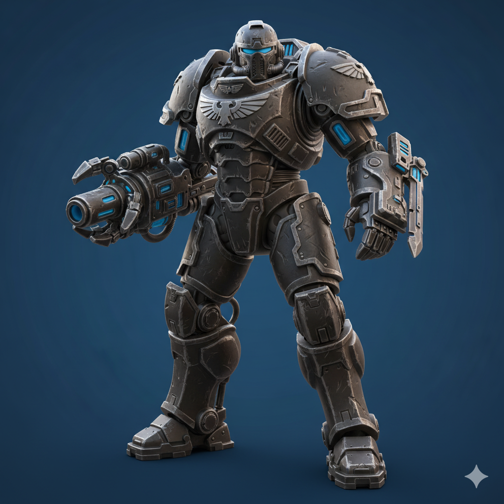Grimdark Sci-Fi Power Armored Warrior Miniature ,Wargaming