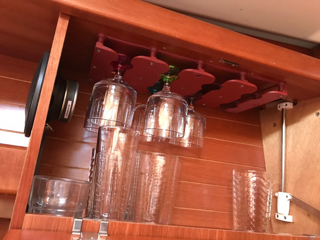 Glass Holder for small cupboards (used on sailboat Dufour 365)