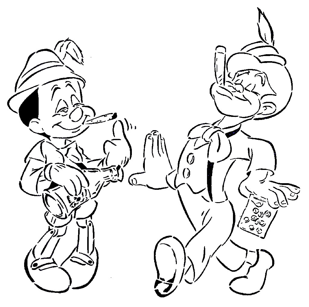 Human Pinocchio stencil