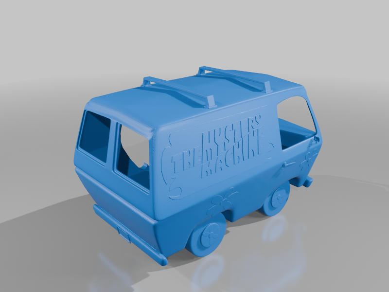 Mystery machine with a bite out the side.