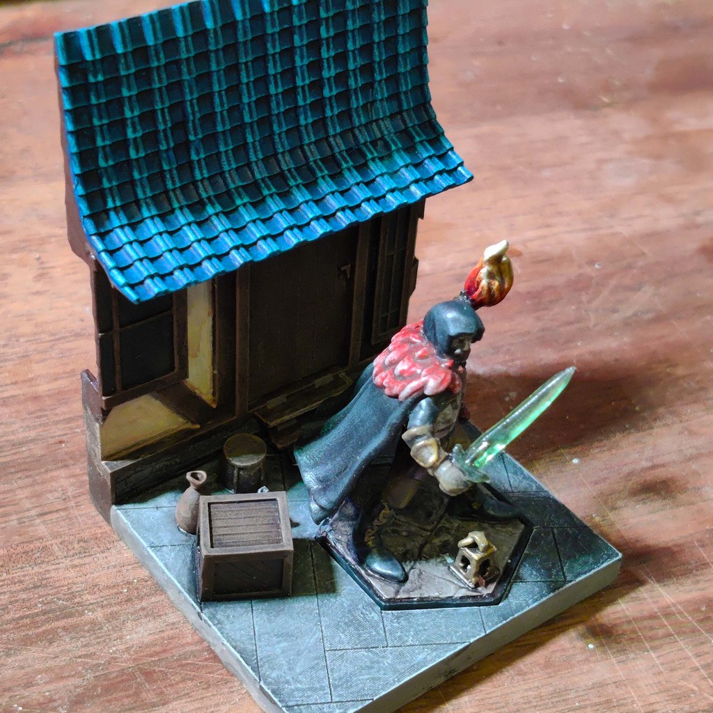 Mini Diorama for D&D sized miniature - Housefront/City Scene