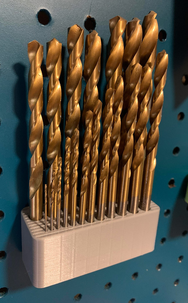 19 Piece Metric Drill Bit Index For Pegboard
