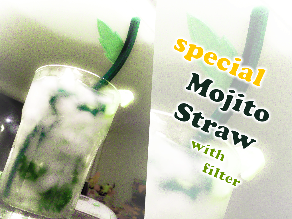 A Special Mojito Straw with filter and mint leaf design