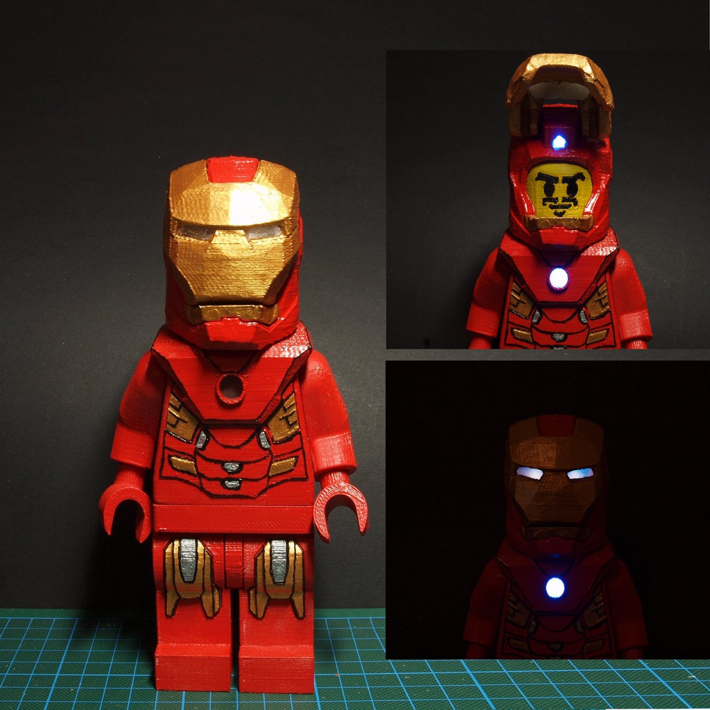 Minifig Metall man with open helmet and LED (optional)