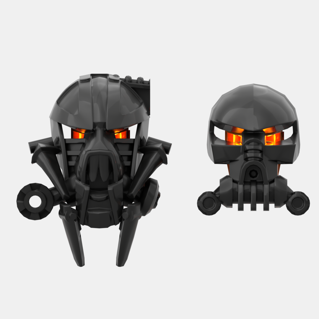 Hero Factory Von Nebula Prototype Helmet + Hydraxon Glatorian Helmet Mod