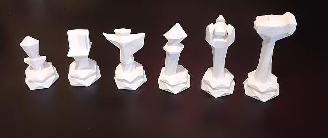 Low Poly Weapon Chess Set / Tokens (optional weight cavity)
