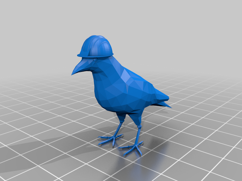 Low Poly Crow With Hard Hat