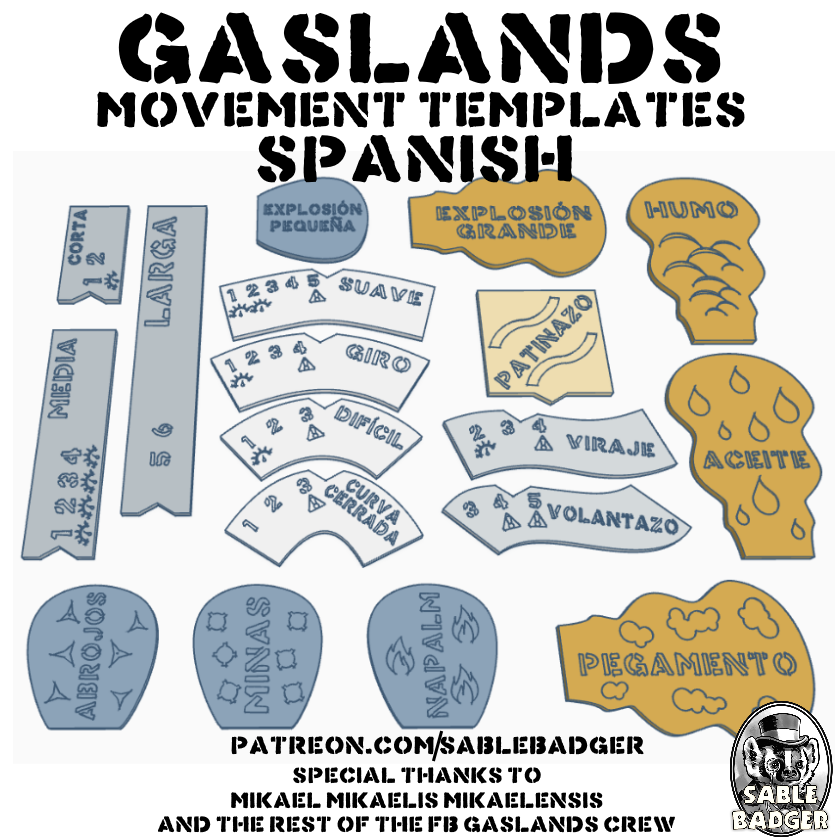 Gaslands - Movement Templates 2022 Spanish