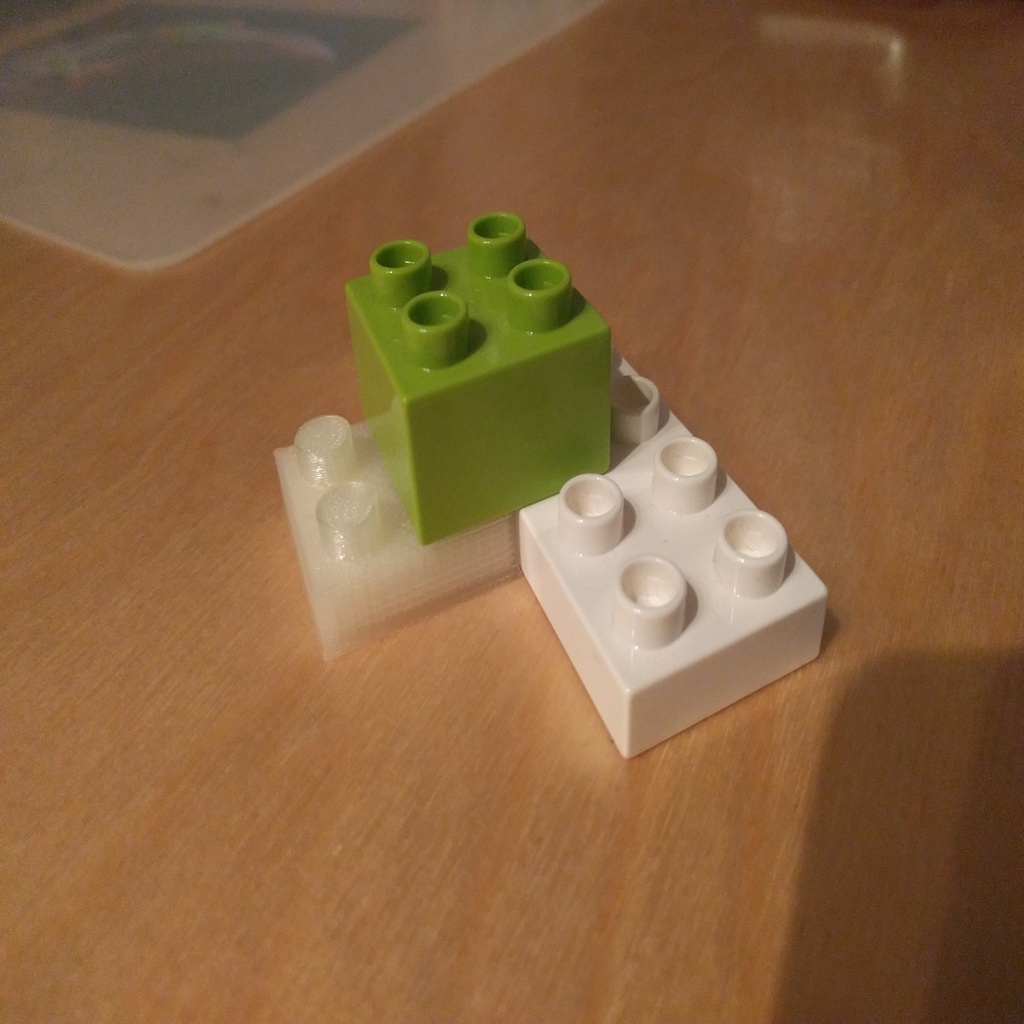 Flat Lego Duplo compatible 2x2 brick without bottom holes