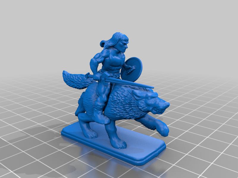 Heroquest - Barbarian wolf rider resculpted