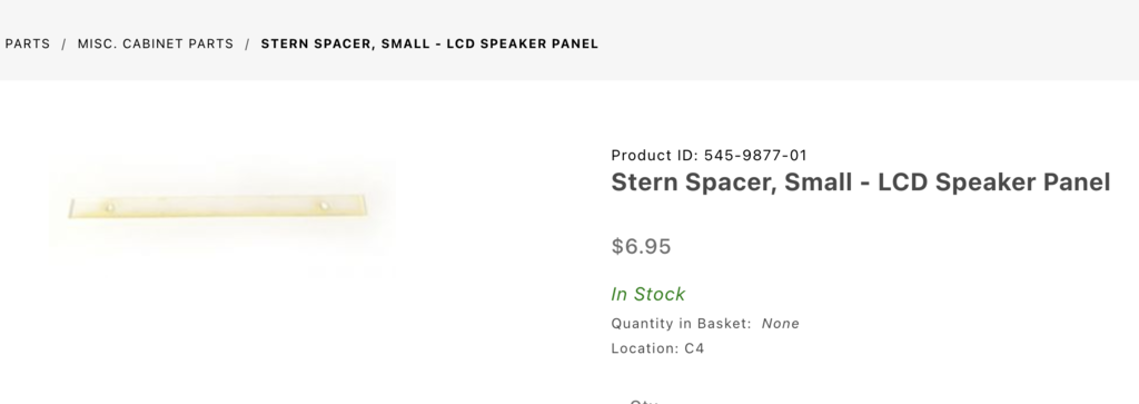 Stern Spike 2 Speaker Plate Spacer