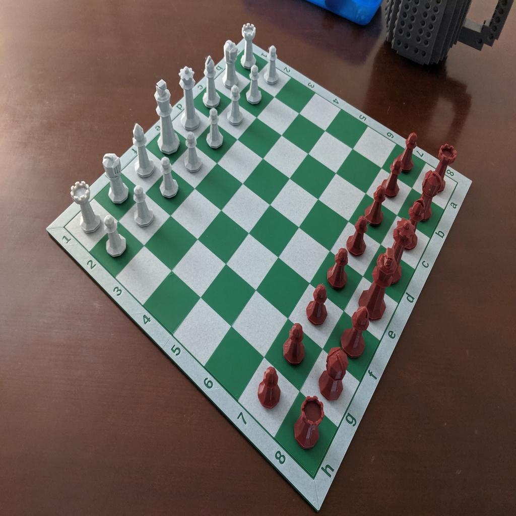 Algebraic notation OpenSCAD chess board (non-magnetic)