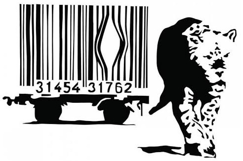 Banksy Barcode Leopard stencil