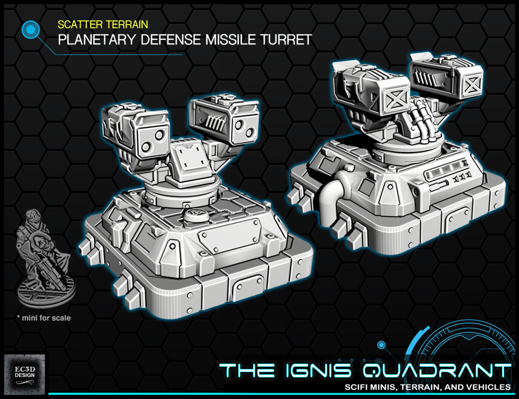 Planetary Missile Defense Turret - Tabletop Gaming - The Ignis Quadrant