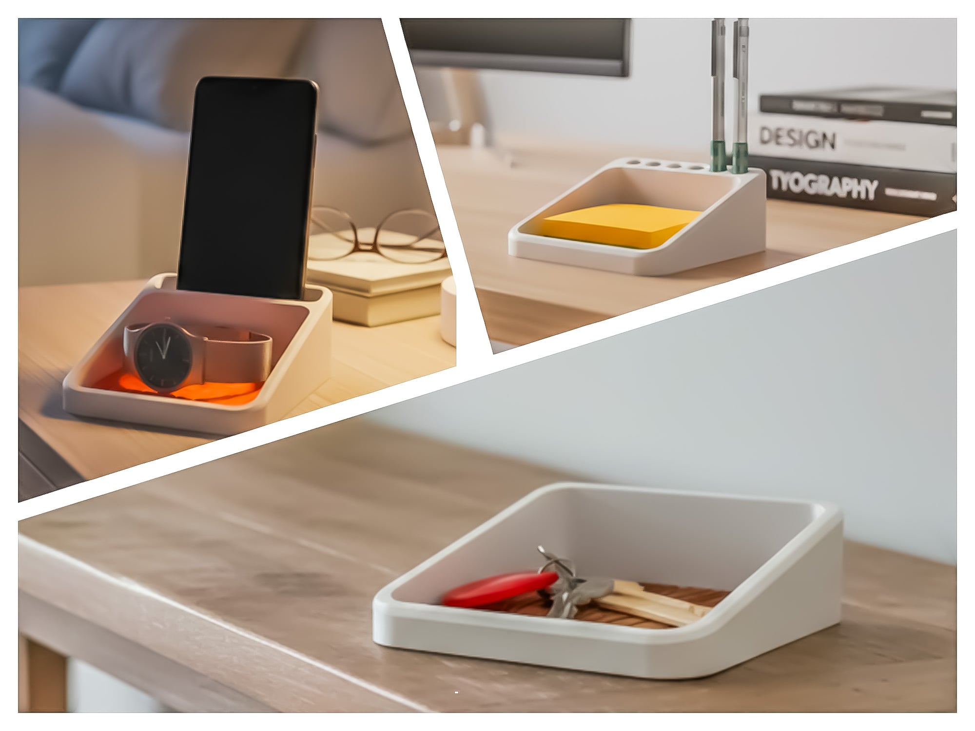 Set of 3 customizable multipurpose trays