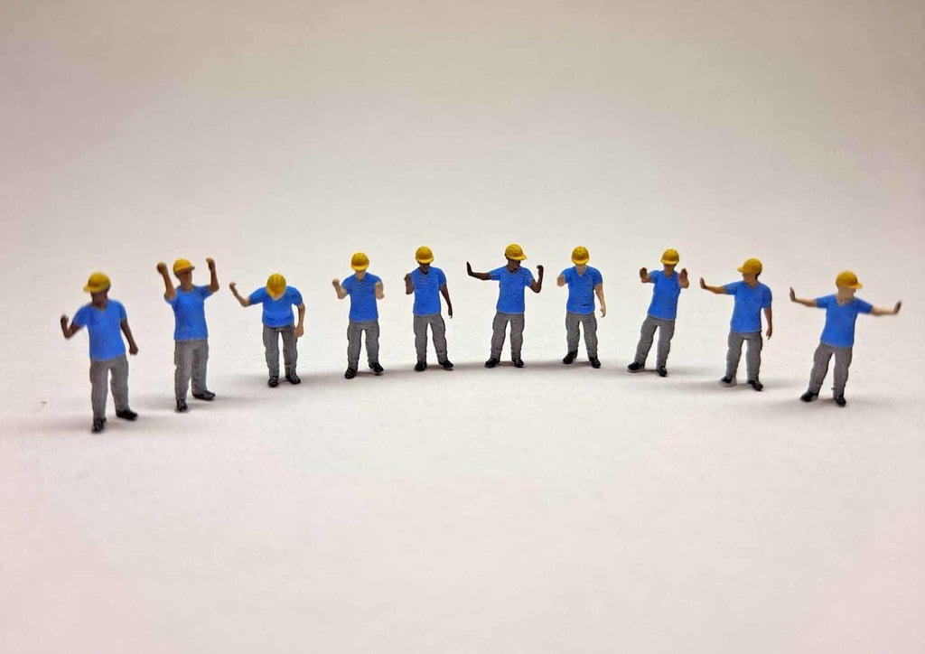 N Scale Construction Workers Hand Signals