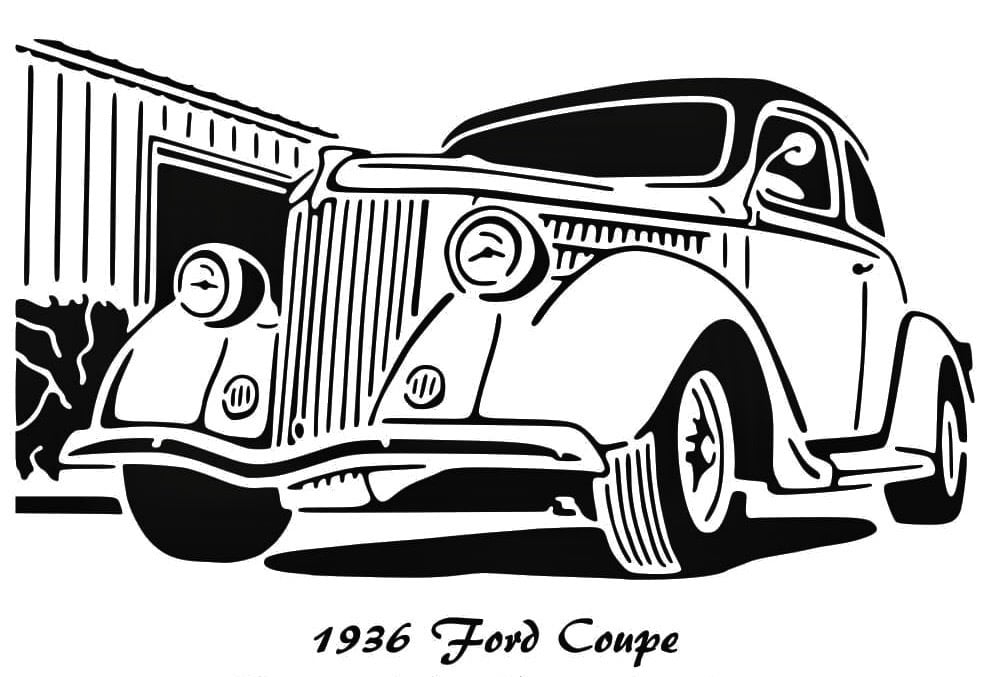 1936 Ford Coupe stencil
