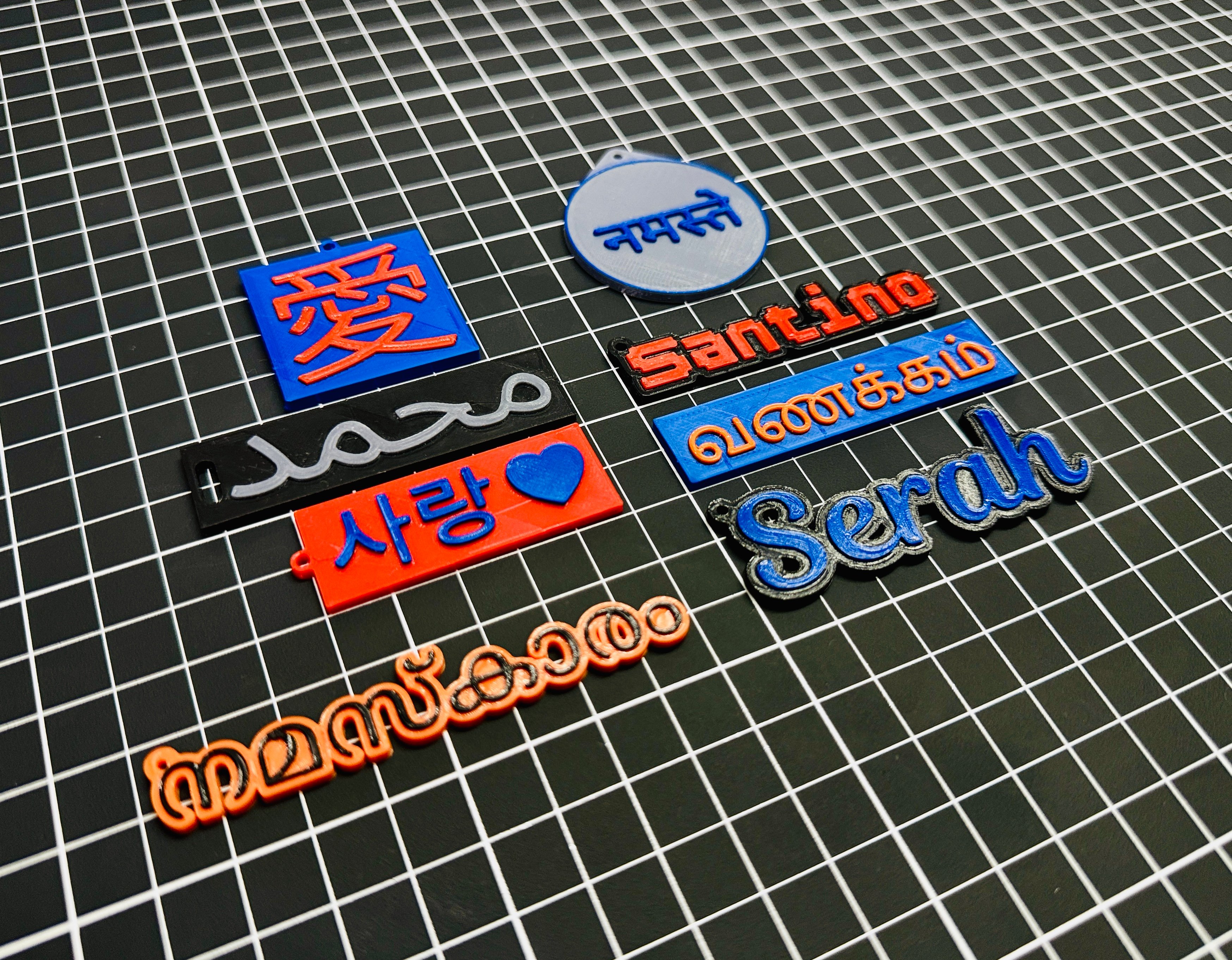 Multilingual Name Tags & Keychains