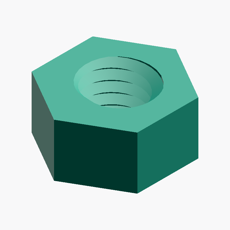 Parametric Hexagon Nut Generator (STEP, Customizable, CNC & 3D Printing)