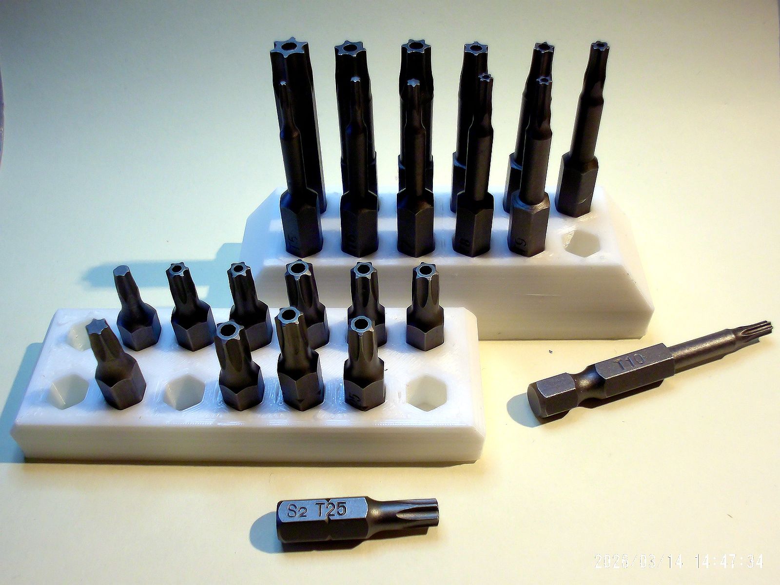 Storage stand for hex bits (short and long).