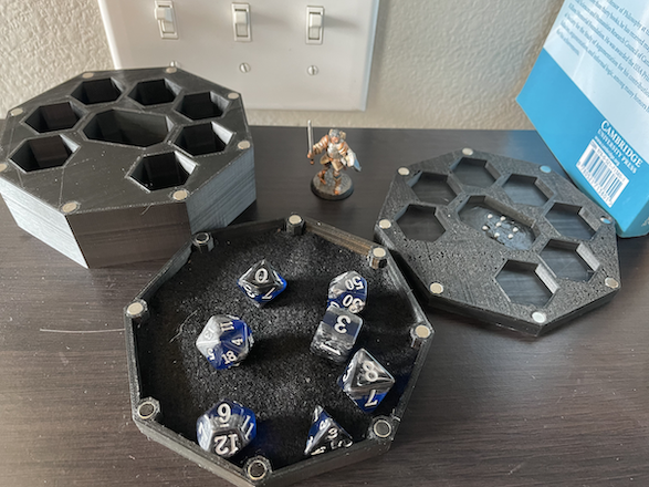 DnD Character/Dice Carry Case, Display Stand, & Dice Tray