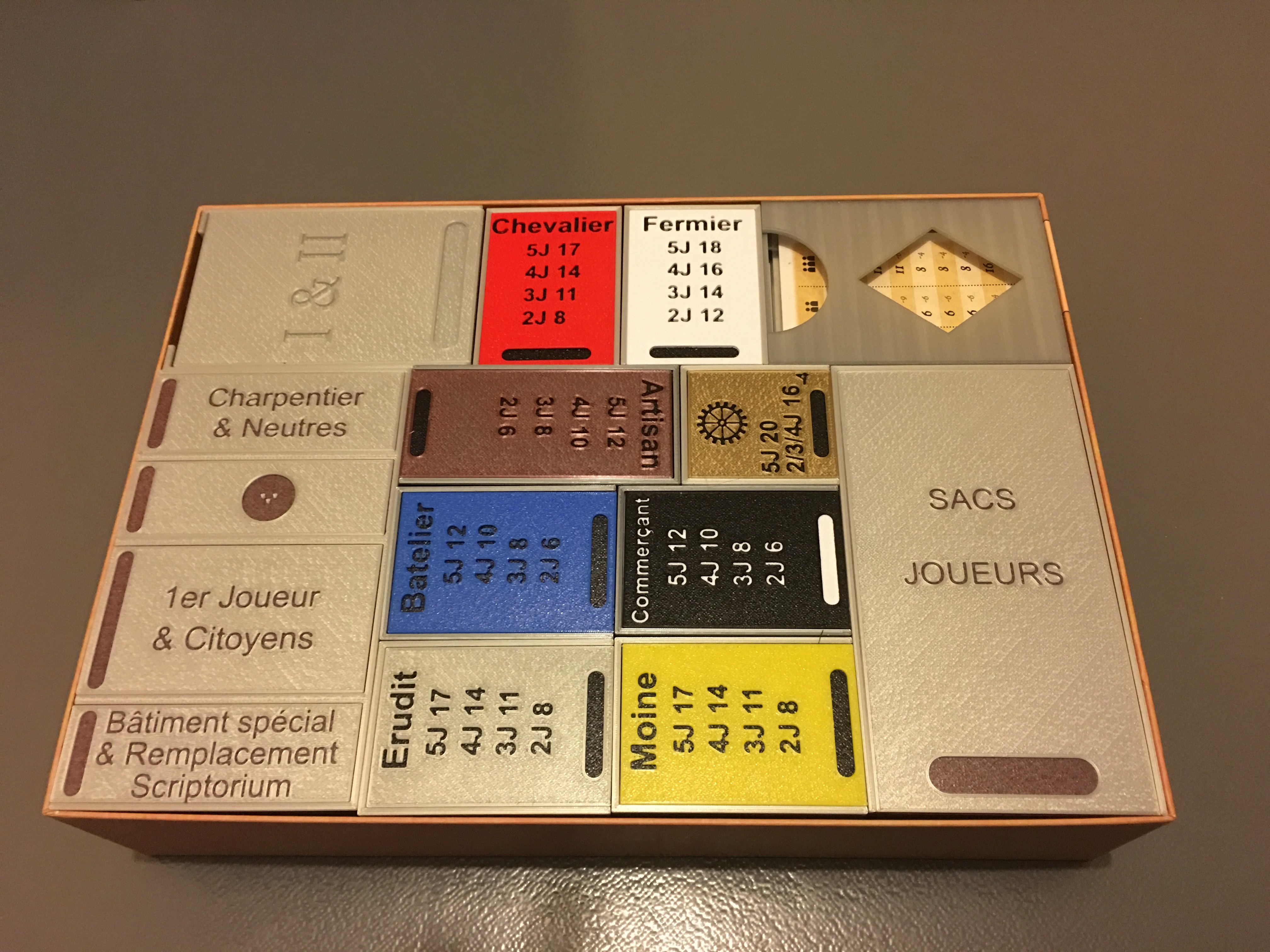 Insert for Orleans + Invasion + Handel & Intrigues + upgrade kit + 5 player tokens - Rangement pour Orléans + Invasion + Commerce & Intrigues + pions bois + 5e joueur