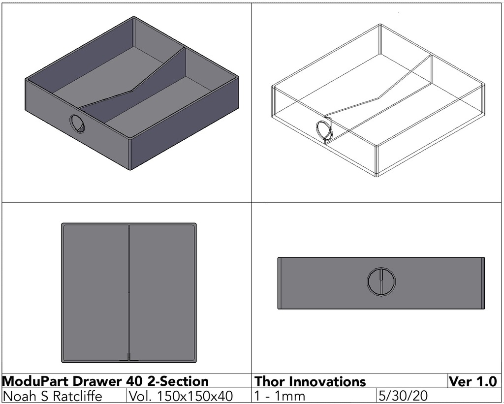 ModuPart Modular Parts Organizer - Drawer 40mm 2 Section