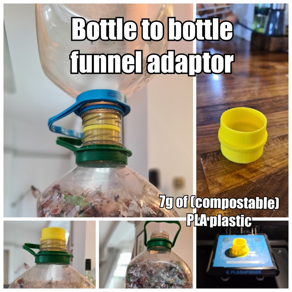 Ecobrick Bottle-to-Bottle funnel adaptor