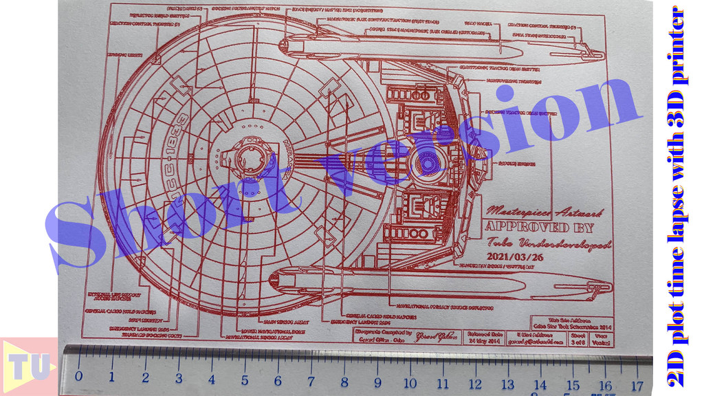 2D print sketch with a 3D printer Time Lapse(1: Star Trek USS Miranda Ventral blueprint)