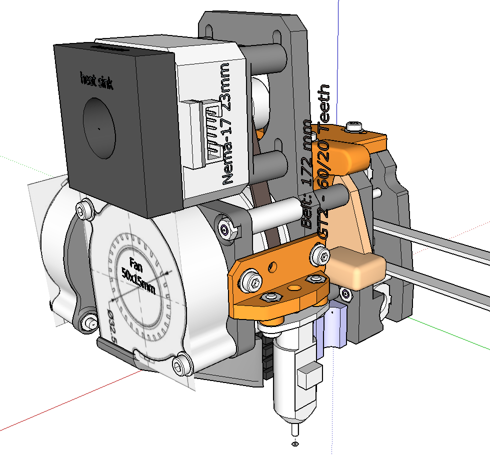 Compact Belted Extruder with small Block-Hotend