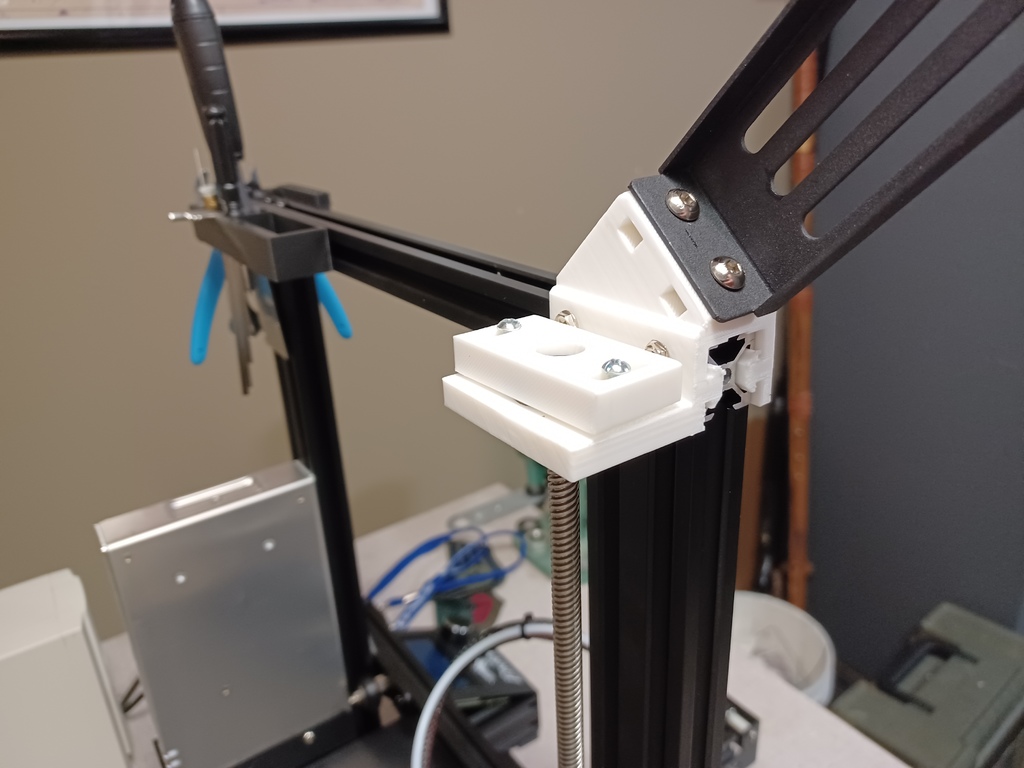 Ender 3 Pro Angled filament mount + adjustable z-axis stabilizer