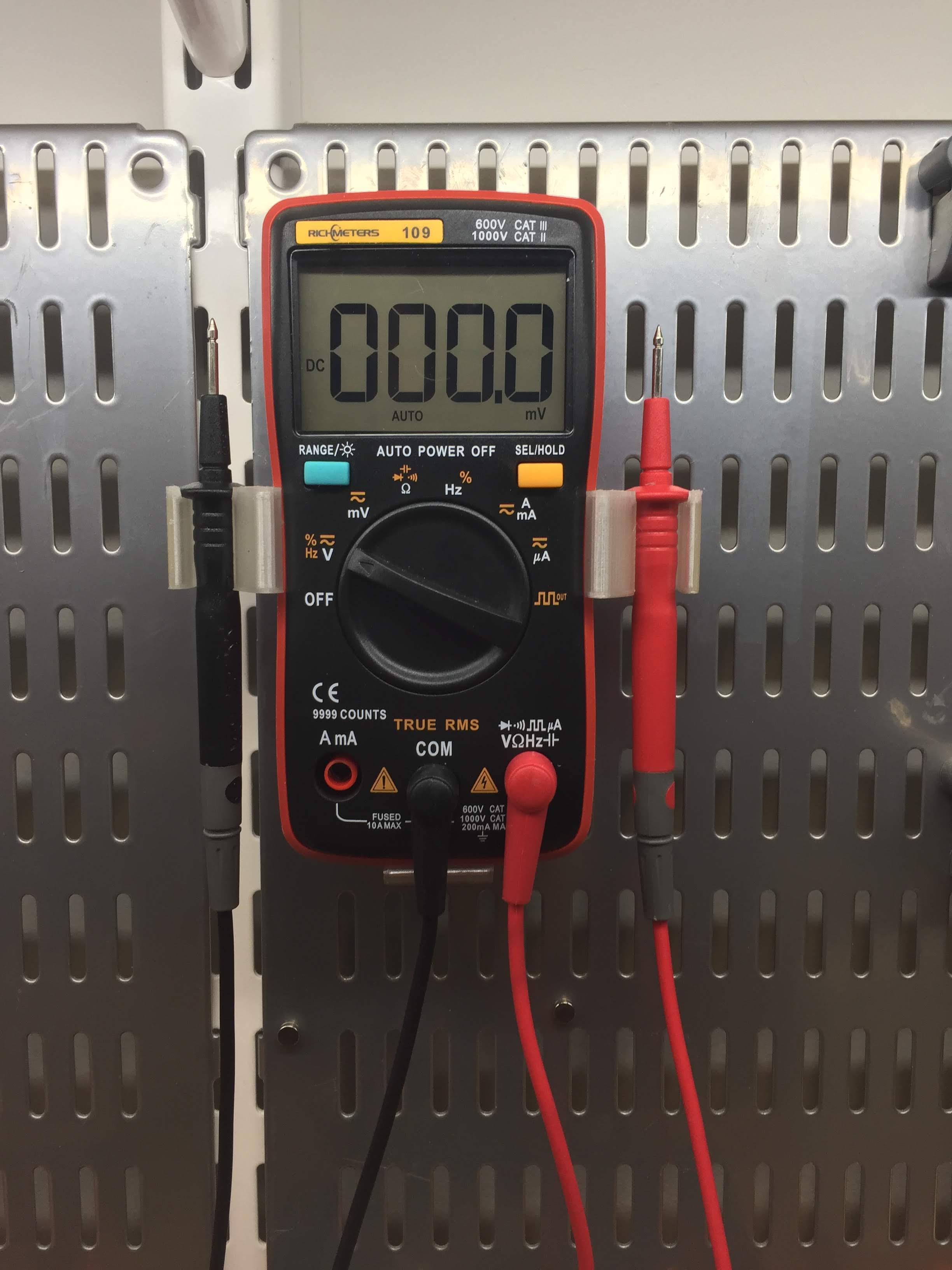 RM109 multimeter holder for Elfa storing board