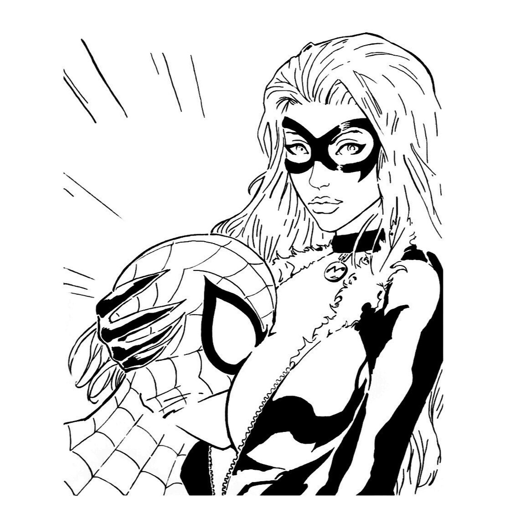 Spiderman and Black Cat stencil 2