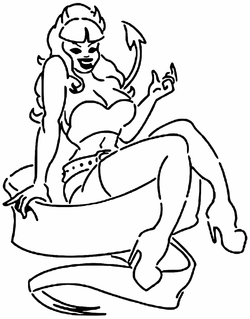Devil girl stencil