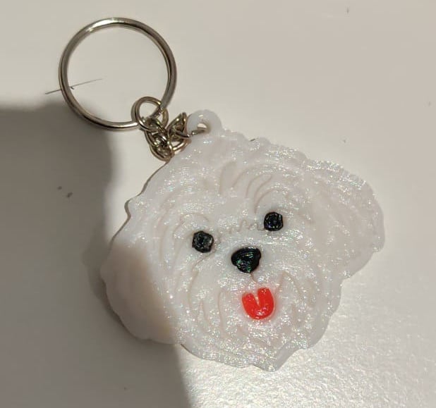 Bichón Maltés Keychain – Multi-Part, Multi-Color (No AMS Required)
