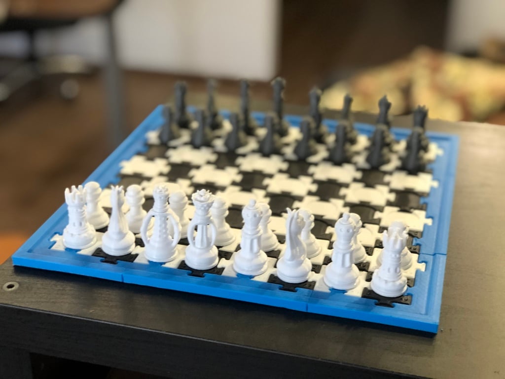 Puzzle Chess board with slots for figures