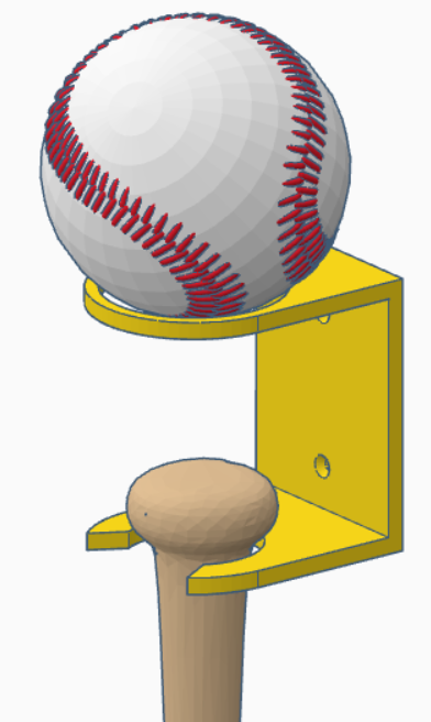 Baseball and Bat Wall Mount