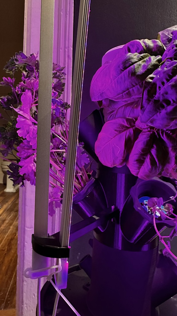 LED light strip holder for modular hydroponics